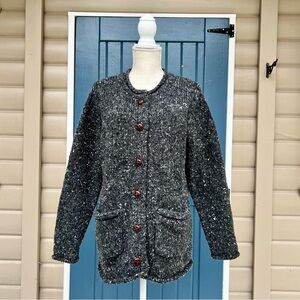 Aran Woollen Mills Women's Gray Tweed Sweater Women Size XL